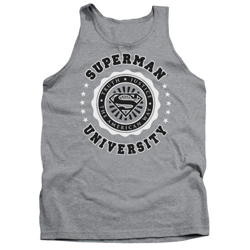 Superman Superman University Adult Tank Top T-Shirt Athletic Heather Superman Superman University Adult Tank Top T-Shirt Athletic Heather