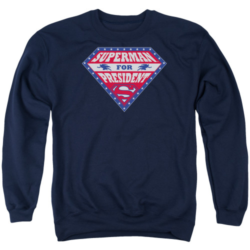 Superman Superman For President Adult Crewneck Sweatshirt Navy