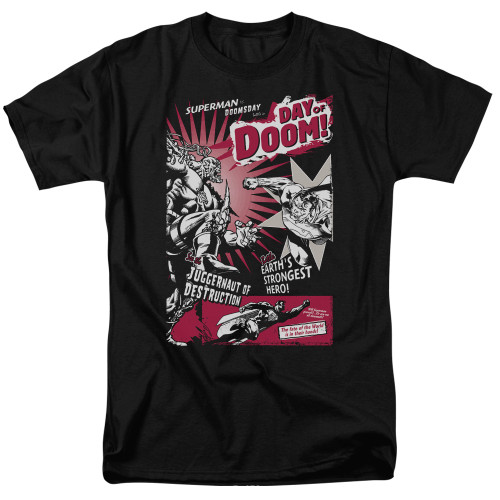Superman Day Of Doom Adult 18/1 T-Shirt Black
