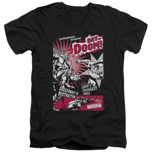 Superman Day Of Doom Adult V-Neck T-Shirt Black