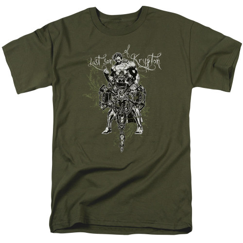 Superman Last Son Gothic Adult 18/1 T-Shirt Military Green