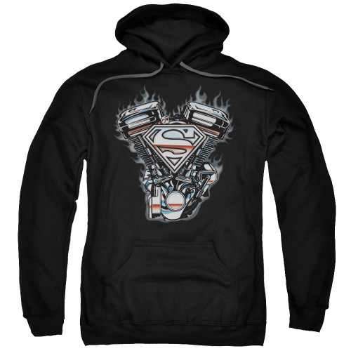 Superman V Twin Logo Adult Pullover Hoodie Sweatshirt Black