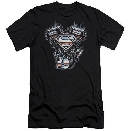 Superman V Twin Logo Premium Canvas Adult Slim Fit 30/1 T-Shirt Black