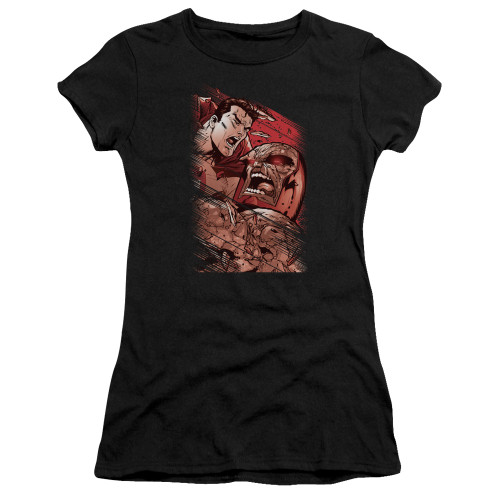 Superman Supes Vs Darkseid Junior Women's Sheer T-Shirt Black