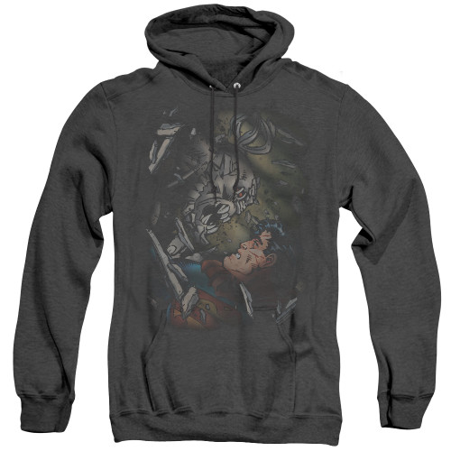 Superman Epic Battle Adult Heather Hoodie Sweatshirt Black