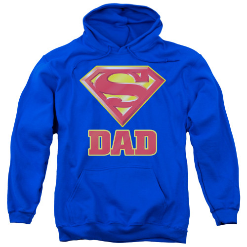 Superman Super Dad Adult Pullover Hoodie Sweatshirt Royal Blue