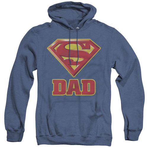 Superman Super Dad Adult Heather Hoodie Sweatshirt Royal Blue