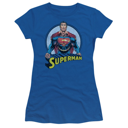 Superman Flying High Again Junior Women's Sheer T-Shirt Royal Blue