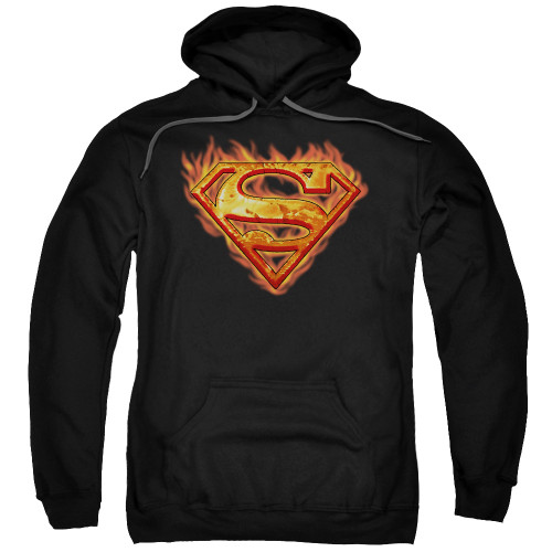Superman Hot Metal Adult Pullover Hoodie Sweatshirt Black