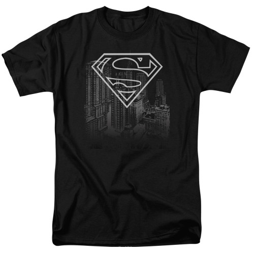 Superman Skyline Adult 18/1 T-Shirt Black