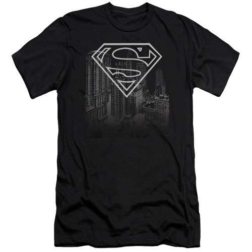 Superman Skyline Adult 30/1 T-Shirt Black