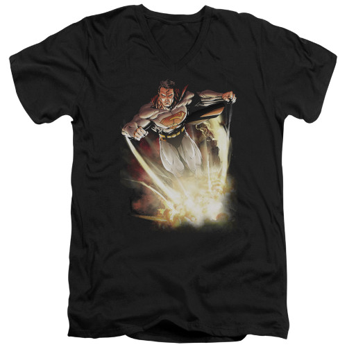 Superman Explosive Adult V-Neck T-Shirt Black