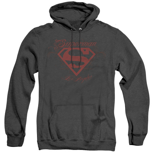 Superman LA Adult Heather Hoodie Sweatshirt Black