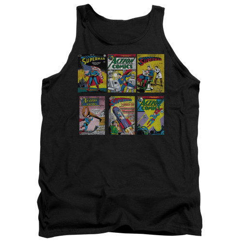 Superman SM Covers Adult Tank Top T-Shirt Black