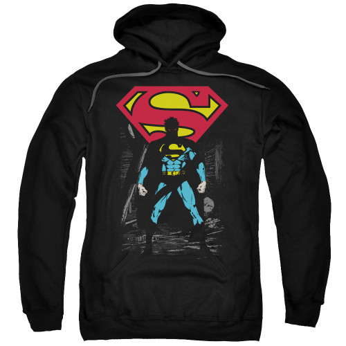Superman Dark Alley Adult Pullover Hoodie Sweatshirt Black