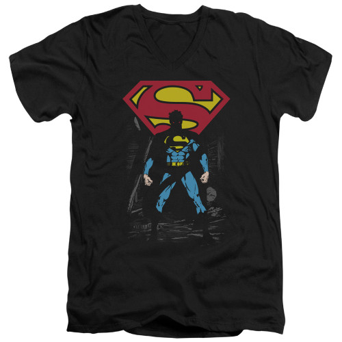 Superman Dark Alley Adult V-Neck T-Shirt Black