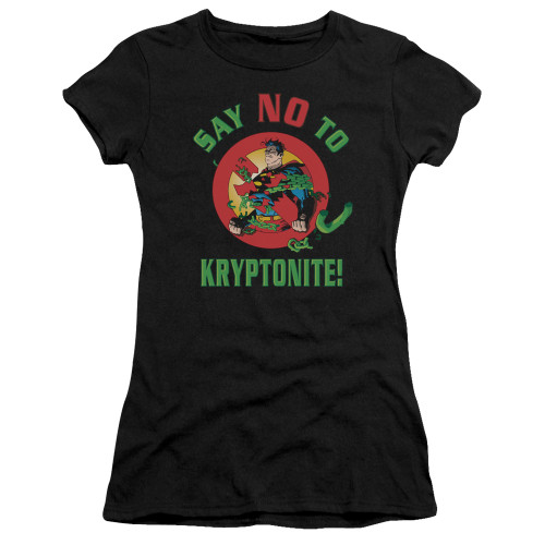 Superman Say No To Kryptonite Junior Women's Sheer T-Shirt Black