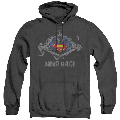 Superman Nerd Rage Adult Heather Hoodie Sweatshirt Black