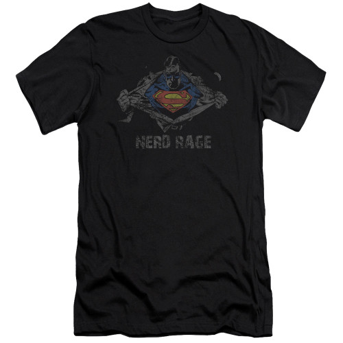 Superman Nerd Rage Premium Canvas Adult Slim Fit 30/1 T-Shirt Black