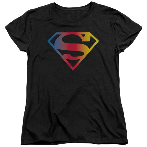 Superman Gradient Superman Logo Women's T-Shirt Black
