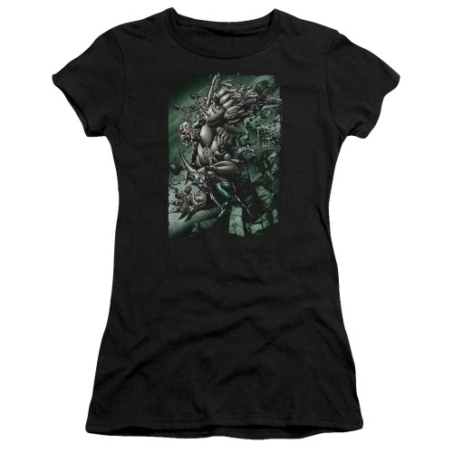Superman Doomsday Destruction Junior Women's Sheer T-Shirt Black