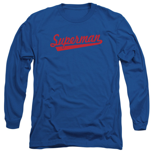 Superman S Tail Adult Long Sleeve T-Shirt Royal Blue