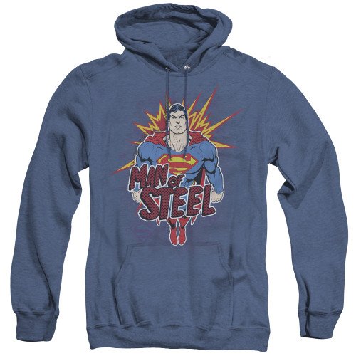 Superman Steel Pop Adult Heather Hoodie Sweatshirt Royal Blue