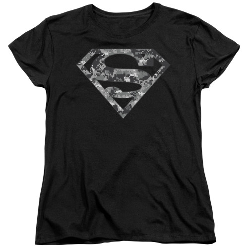 Superman Urban Camo Shield Women's T-Shirt Black