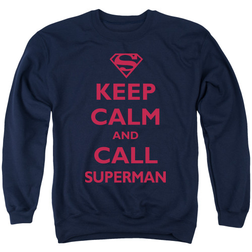 Superman Call Superman Adult Crewneck Sweatshirt Navy