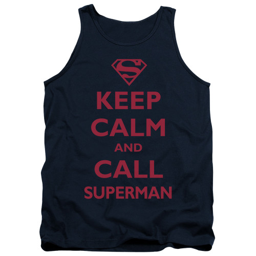 Superman Call Superman Adult Tank Top T-Shirt Navy