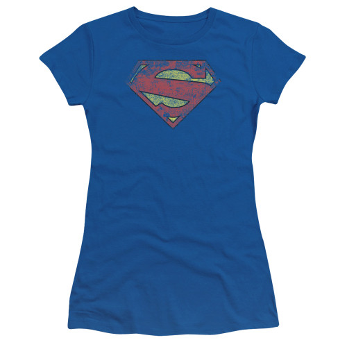Superman New 52 Shield Junior Women's Sheer T-Shirt Royal Blue