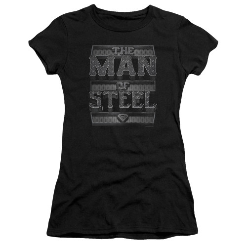 Superman Steel Text Junior Women's Sheer T-Shirt Black