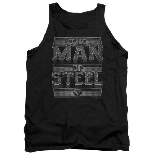 Superman Steel Text Adult Tank Top T-Shirt Black