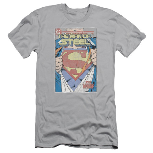 Superman Mos Cover Adult 30/1 T-Shirt Silver