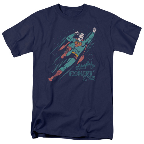 Superman Frequent Flyer Adult 18/1 T-Shirt Navy
