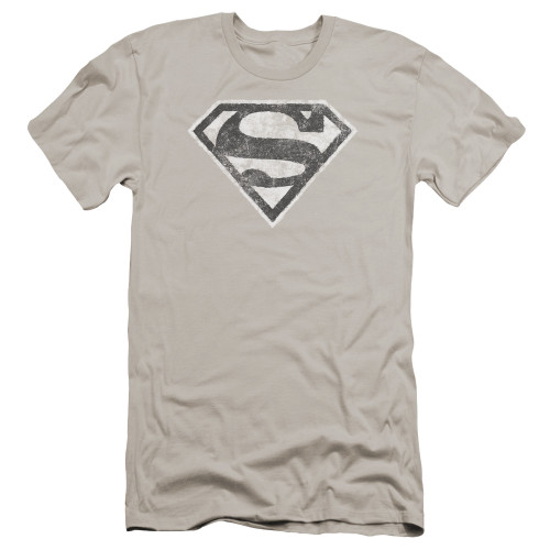 Superman Grey S Premuim Canvas Adult Slim Fit 30/1 T-Shirt Silver
