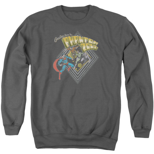 Superman Zod Greetings Adult Crewneck Sweatshirt Charcoal