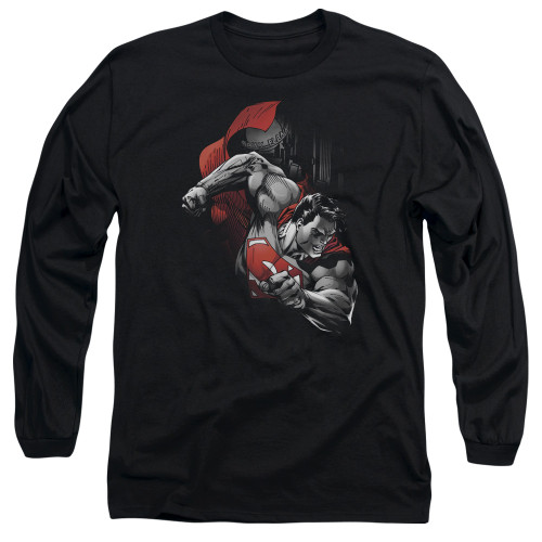 Superman My City Adult Long Sleeve T-Shirt Black