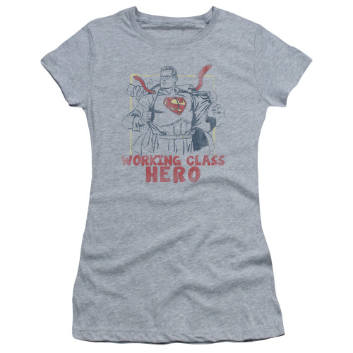 Superman Working Class Junior Women's Sheer T-Shirt Athletic Heather