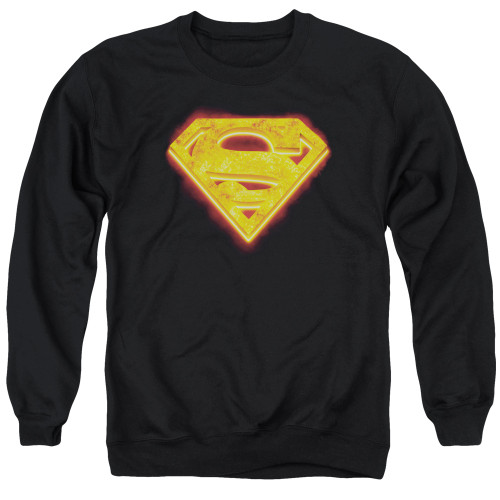 Superman Hot Steel Shield Adult Crewneck Sweatshirt Black