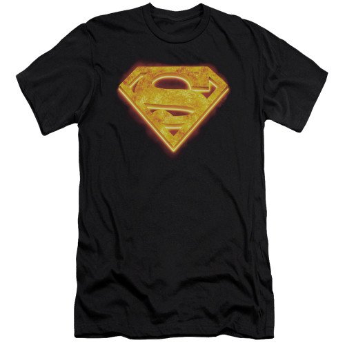 Superman Hot Steel Shield Adult 30/1 T-Shirt Black