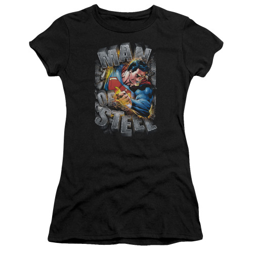 Superman Ripping Steel Junior Women's Sheer T-Shirt Black
