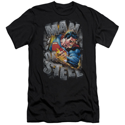 Superman Ripping Steel Premuim Canvas Adult Slim Fit 30/1 T-Shirt Black
