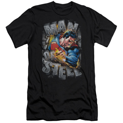 Superman Ripping Steel Adult 30/1 T-Shirt Black