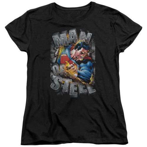 Superman Ripping Steel Women's T-Shirt Black
