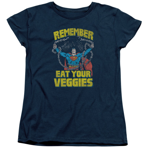 Superman Veggie Power Women's T-Shirt Navy