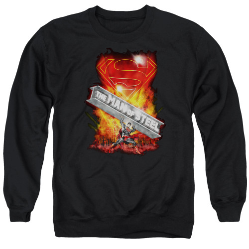 Superman Steel Girder Adult Crewneck Sweatshirt Black