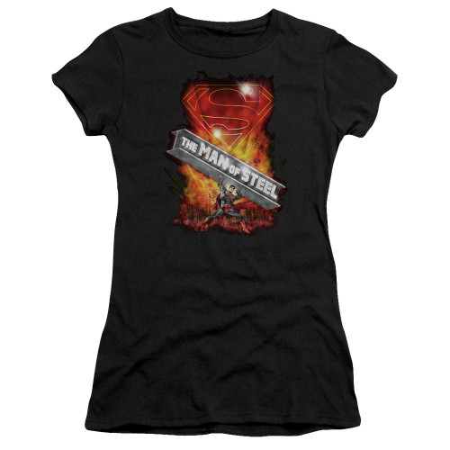 Superman Steel Girder Junior Women's Sheer T-Shirt Black