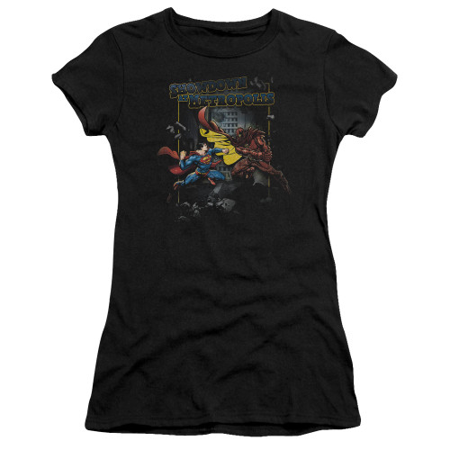 Superman Showdown Junior Women's Sheer T-Shirt Black
