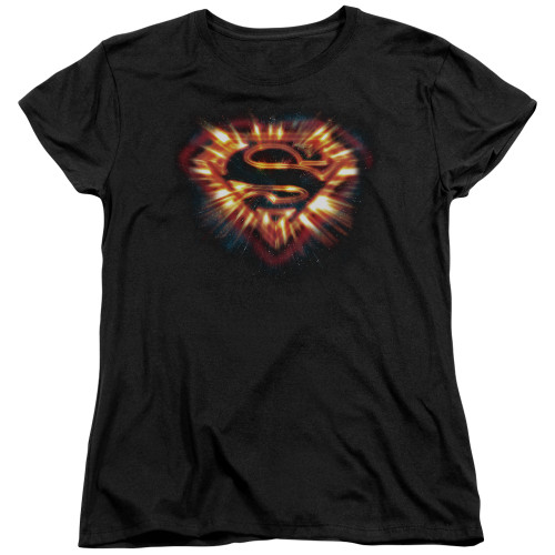 Superman Space Burst Shield Women's T-Shirt Black